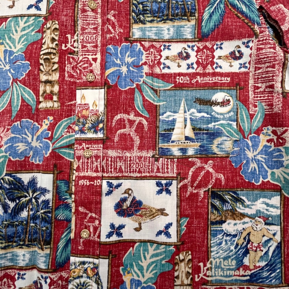NWOT Reyn Spooner Mele Kalikimaka XMas Shirt Men's L Red 2006 50th Anniversary - Picture 6 of 15